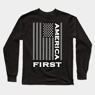 America First Patriotic American Flag Love the USA Long Sleeve T-Shirt